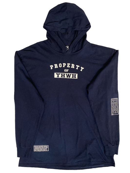 POY LONG SLEEVE HOODED T NVY