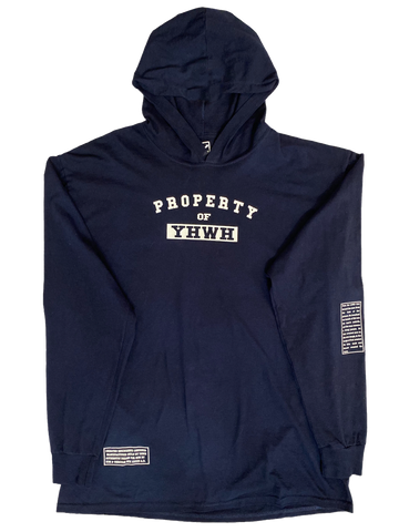 POY LONG SLEEVE HOODED T NVY