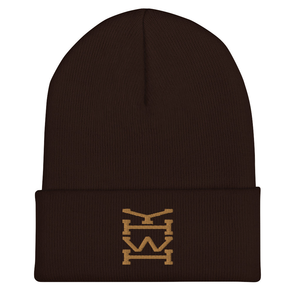 Y SIG BRN/GLD Cuffed Beanie