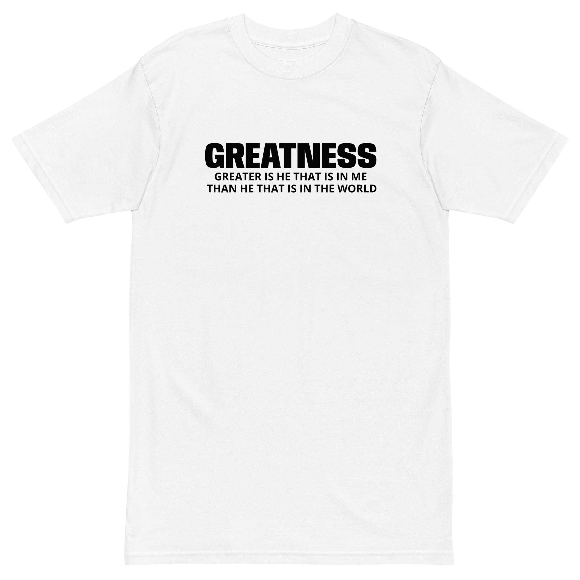 GREATNESS WHT/BLK premium heavyweight tee