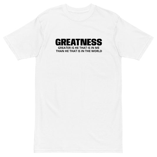 GREATNESS WHT/BLK premium heavyweight tee