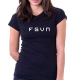 FGVN Ladies Black V neck fitted T - KingdomLifeClothingCo