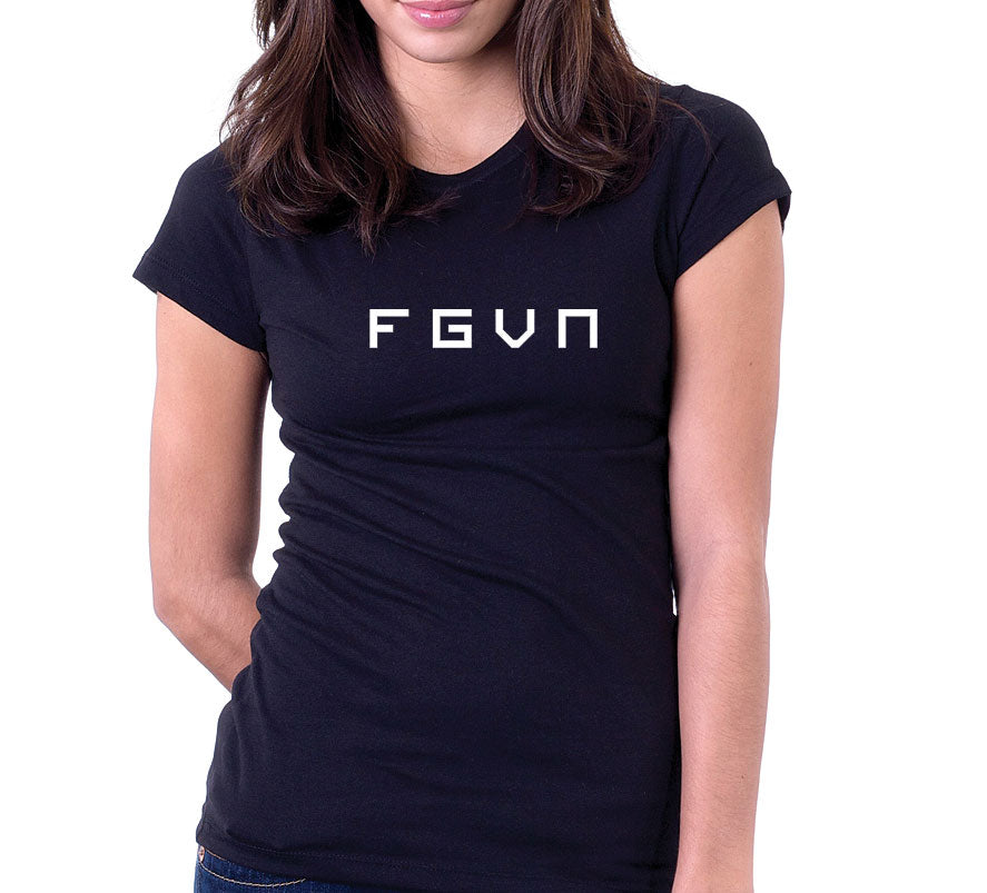 FGVN Ladies Black V neck fitted T - KingdomLifeClothingCo